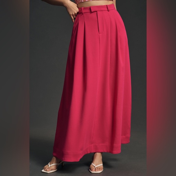 Anthropologie Maeve by Avery Pleated Full Length Maxi Dress Skirt Pink Size 2 - Picture 4 of 4
